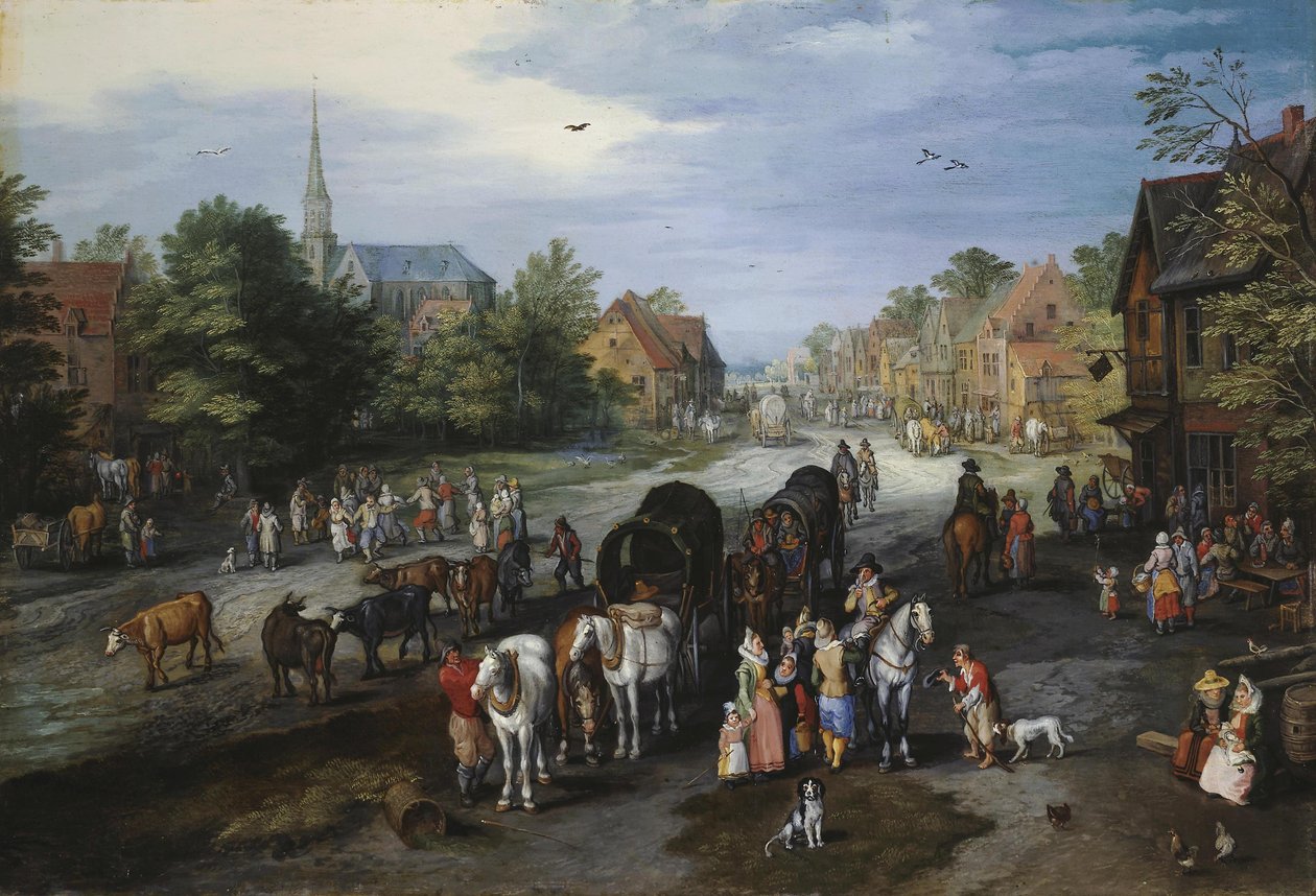 Widok na wieś Schelle (ulica wiejska) autorstwa Jan Brueghel the Elder