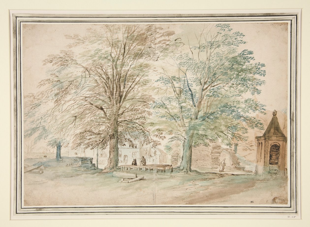 Wiejskie miejsce spotkań pod dwoma starymi drzewami autorstwa Jan Brueghel the Elder