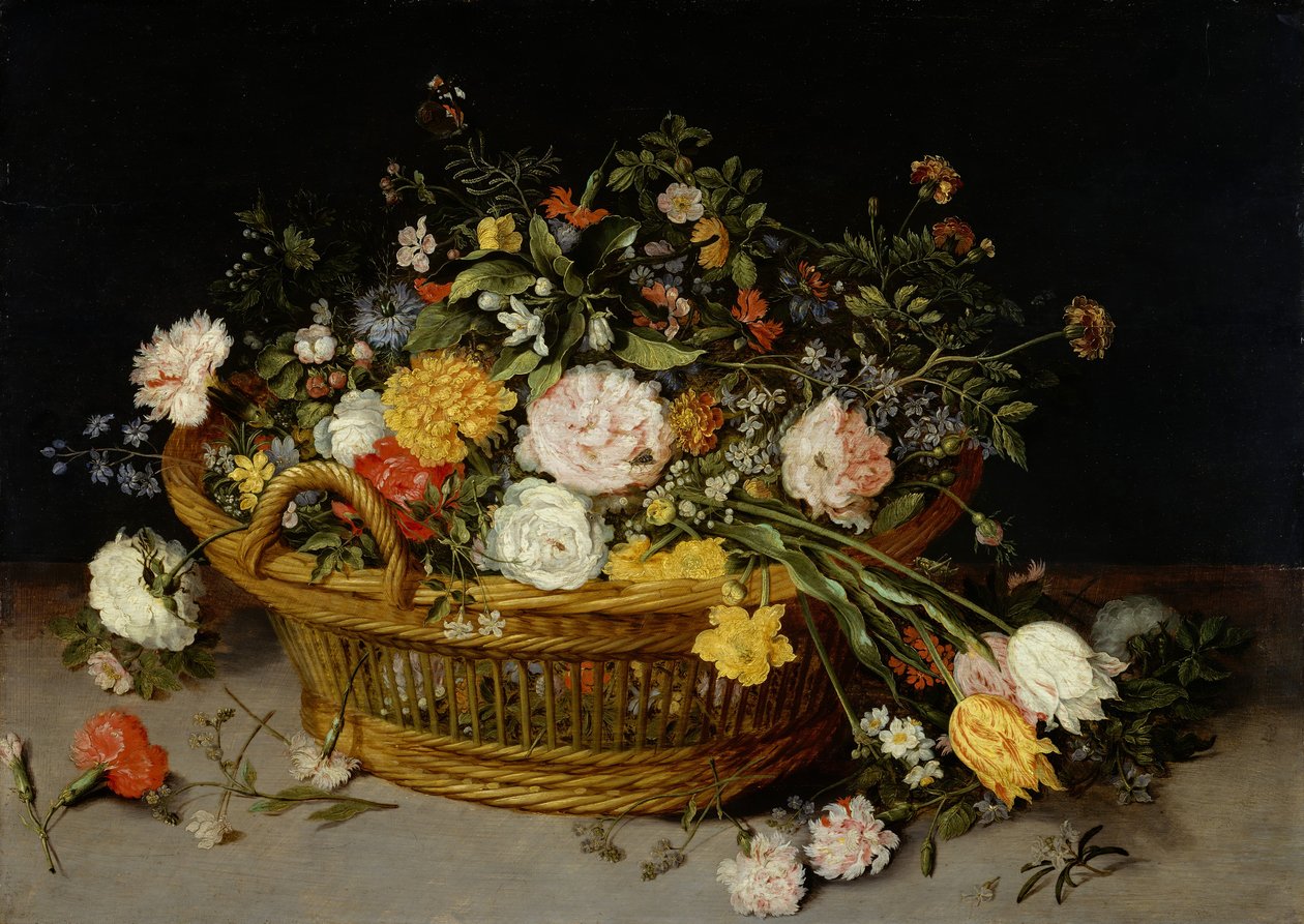 Kosz kwiatów, prawdopodobnie lata 20. XVII wieku. autorstwa Jan Brueghel the Younger