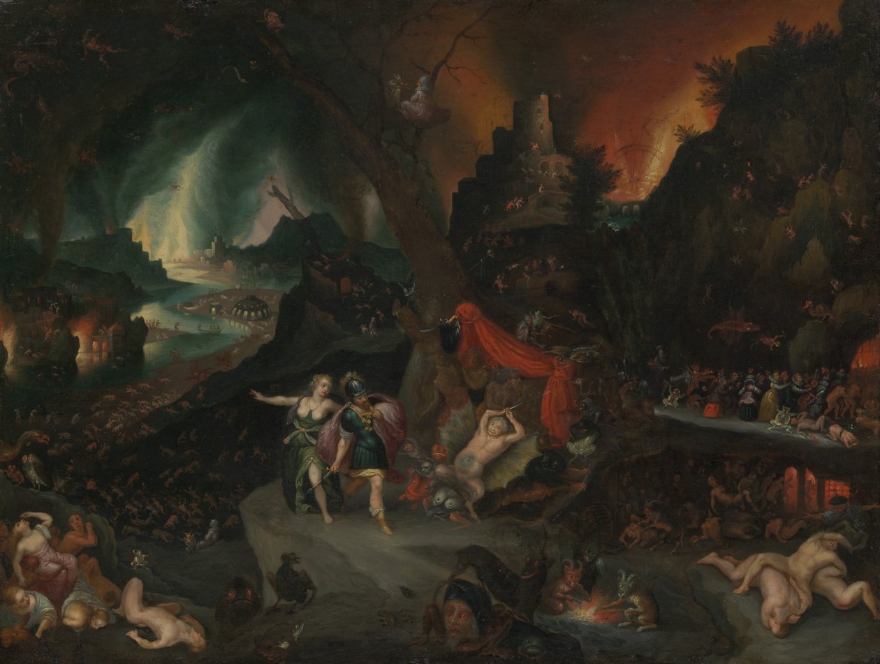 Eneasz i Sybilla w Zaświatach, lata 30. XVII wieku. autorstwa Jan Brueghel the Younger