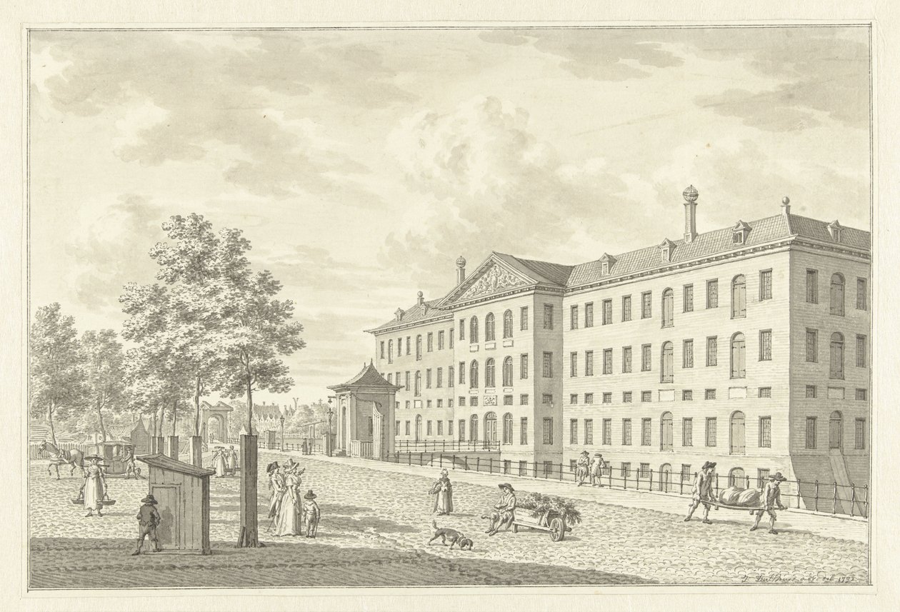 Lands Zeemagazijn w Amsterdamie, przed pożarem w 1791 r. autorstwa Jan Bulthuis (signed by artist)
