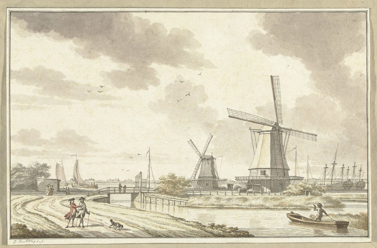 Widok na Zandhoek, poza Haarlemmerpoort w Amsterdamie autorstwa Jan Bulthuis