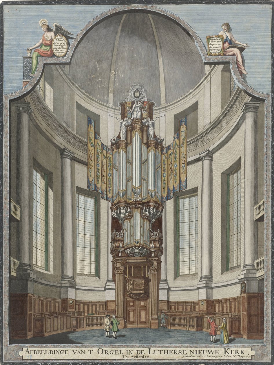 Organy Nowego Kościoła Luterańskiego w Amsterdamie Zdjęcie organów w luterańskim Nieuwe Kerk, Tot Amsterdam (tytuł na obiekcie) autorstwa Jan Caspar Philips