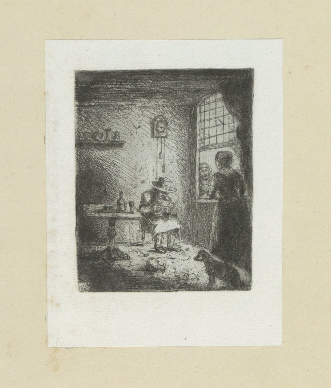 Wnętrze stawia człowieka lezende The Compleat Work of Akwaforty Johna Chalon / Oeuvre Complette des Eaux Fortes par Jean Chalon (tytuł serii) autorstwa Jan Chalon