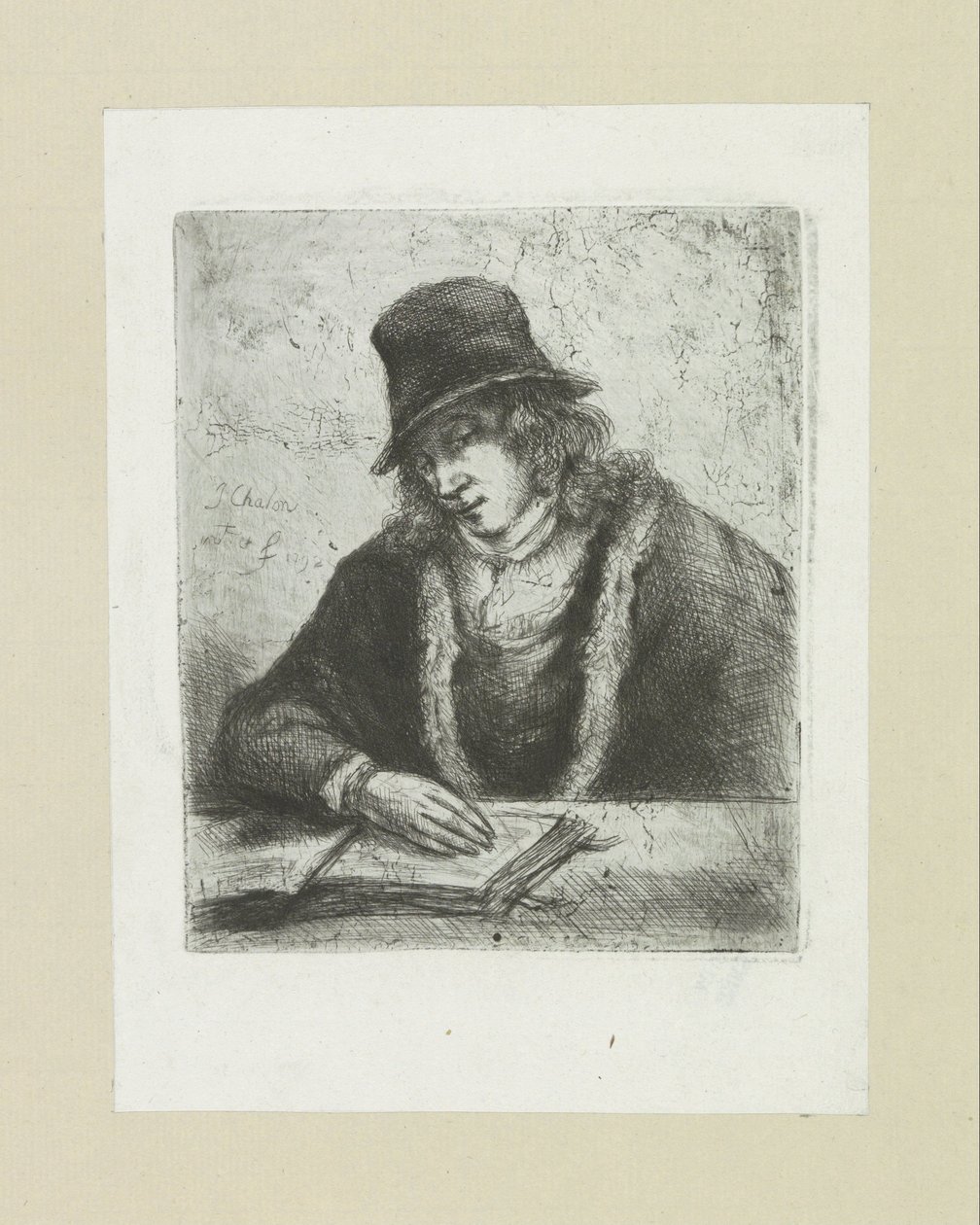 Mężczyzna z Lezende stawia motykę The Compleat Work of Akwaforty Johna Chalon / Oeuvre Complette des Eaux Fortes par Jean Chalon (tytuł serii) autorstwa Jan Chalon
