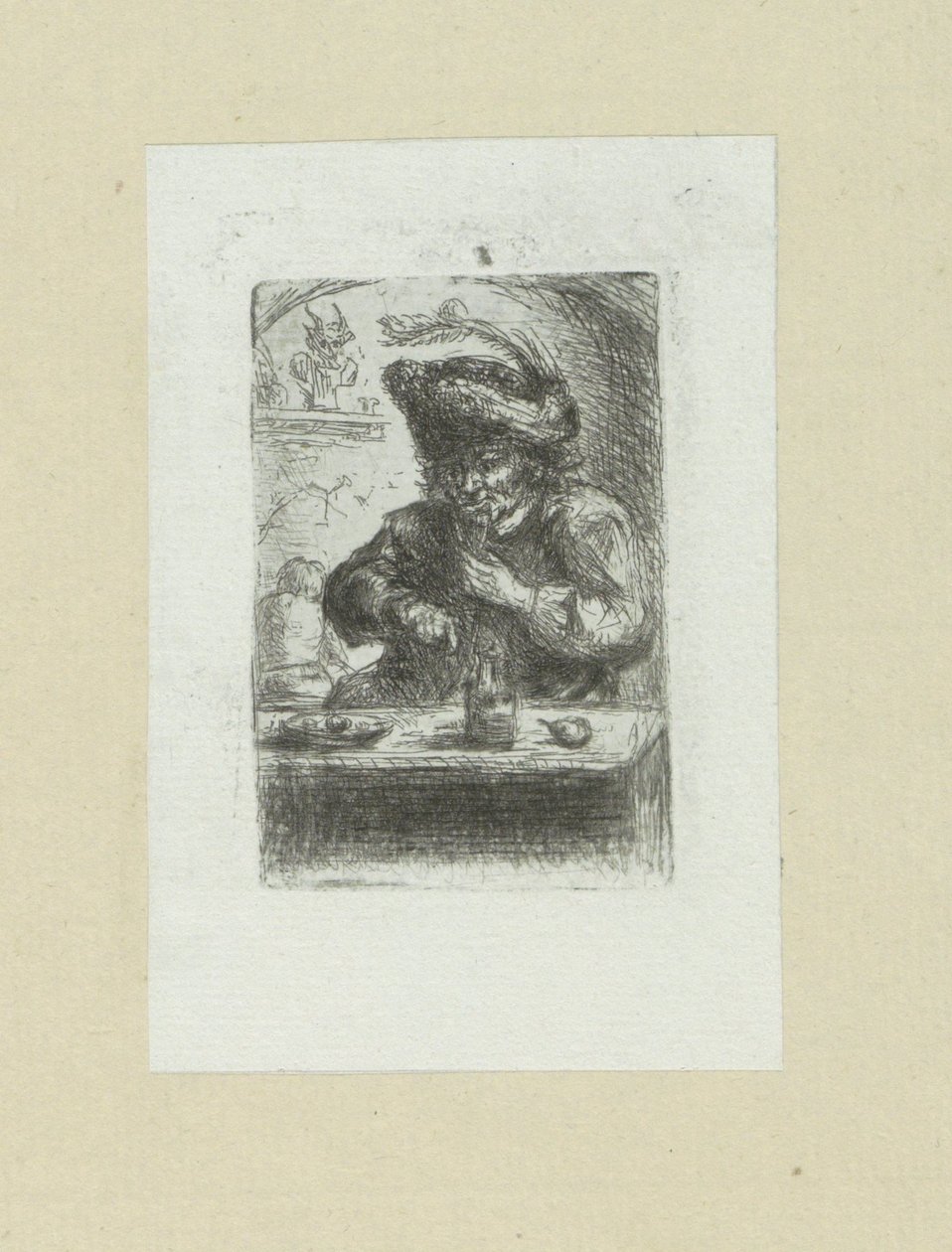 Man aan de eettafel The Compleat Work of Akwaforty Johna Chalon / Oeuvre Complette des Eaux Fortes par Jean Chalon (tytuł serii) autorstwa Jan Chalon