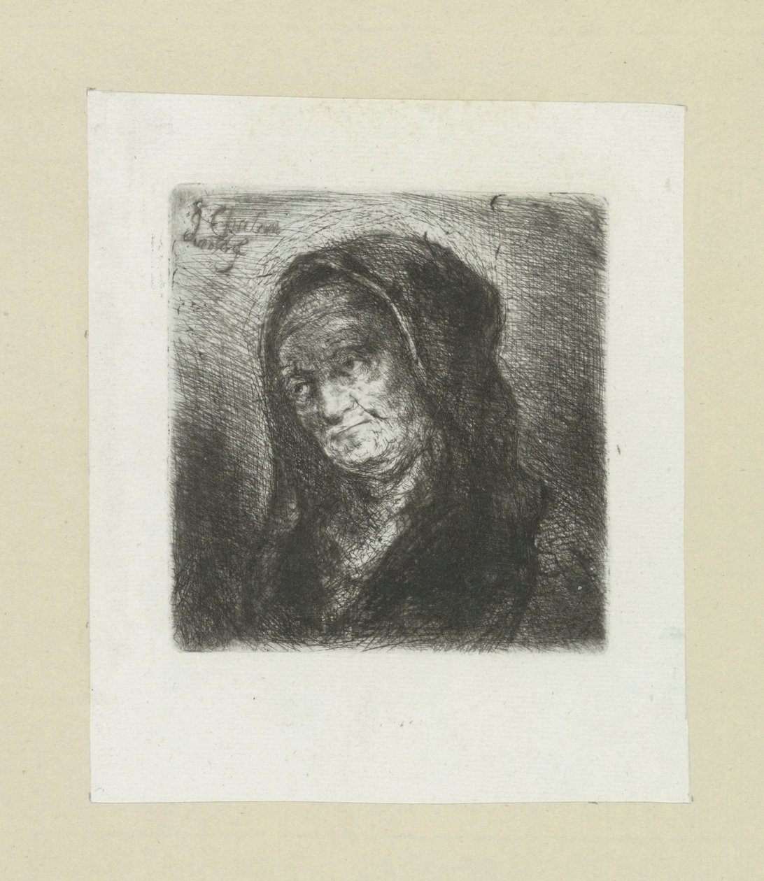 Oude vrouw met zwarte sluier The Compleat Work of Akwaforty Johna Chalon / Oeuvre Complette des Eaux Fortes par Jean Chalon (tytuł serii) autorstwa Jan Chalon