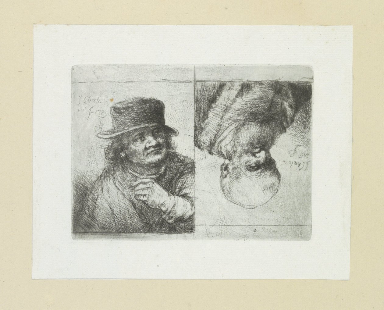 Dwa mansportretten The Compleat Work of Akwaforty Johna Chalon / Oeuvre Complette des Eaux Fortes par Jean Chalon (tytuł serii) autorstwa Jan Chalon