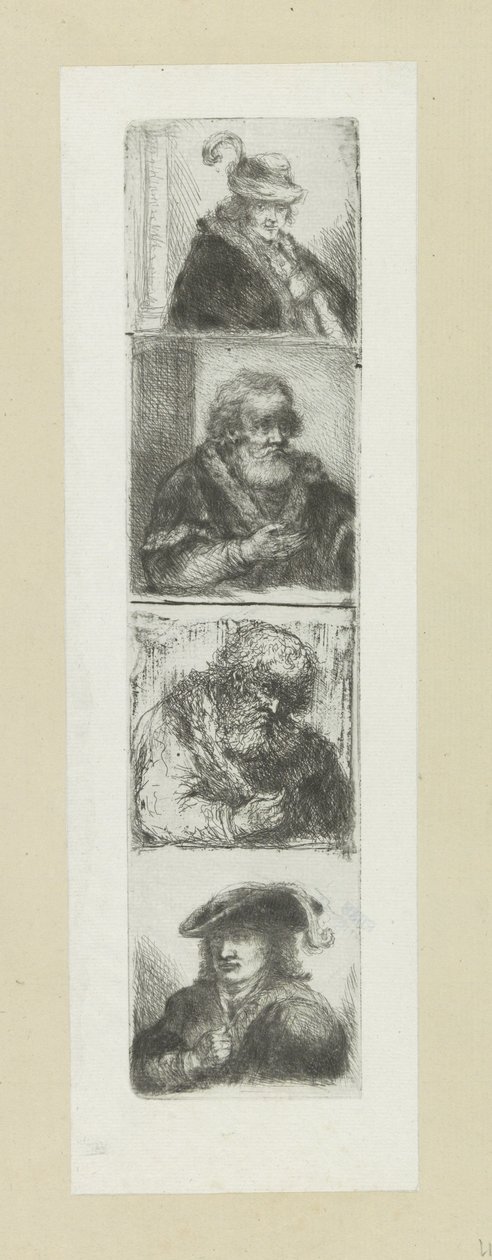 Vier mansportretten The Compleat Work of Akwaforty Johna Chalon / Oeuvre Complette des Eaux Fortes par Jean Chalon (tytuł serii) autorstwa Jan Chalon