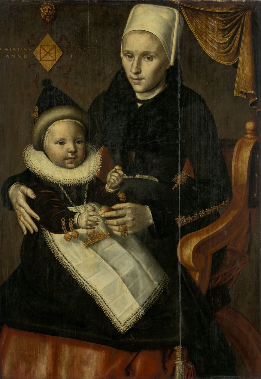 Matka i dziecko w kostiumie Noord-Holland autorstwa Jan Claesz. (attributed to)