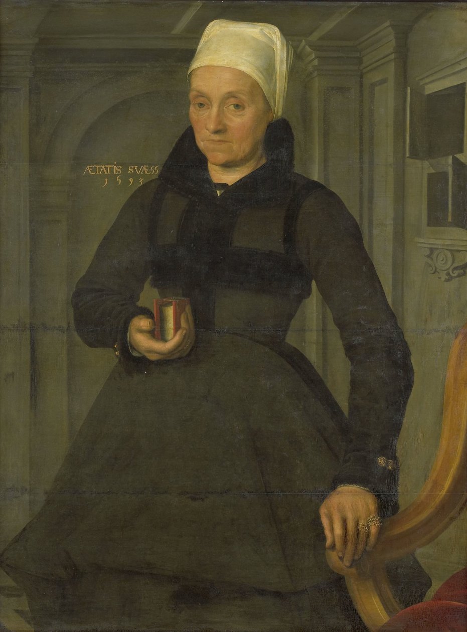 Portret Lysbeth Hendriksdr (1536-po 1603). Żona Bartholomeusa van der Wiere autorstwa Jan Claesz. (attributed to)