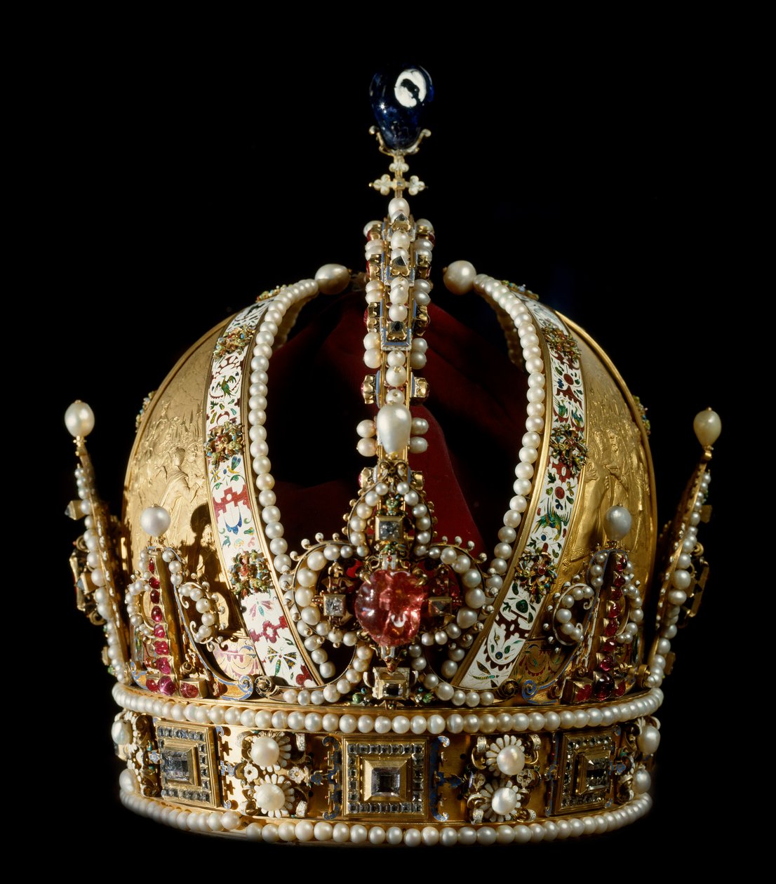 Korona Cesarza Świętego Cesarstwa Rodolfa II Habsburga (1552-1612). Przypisywana złotnikowi Janowi Vermeyenowi (1559-1606) 1602 Wiedeńskie Muzeum Historii Sztuki - Korona Cesarza Świętego Cesarstwa Rzymskiego Rudolfa II Habsurga (1552-1612). Prawdopodobne autorstwa Jan Cornelisz Vermeyen