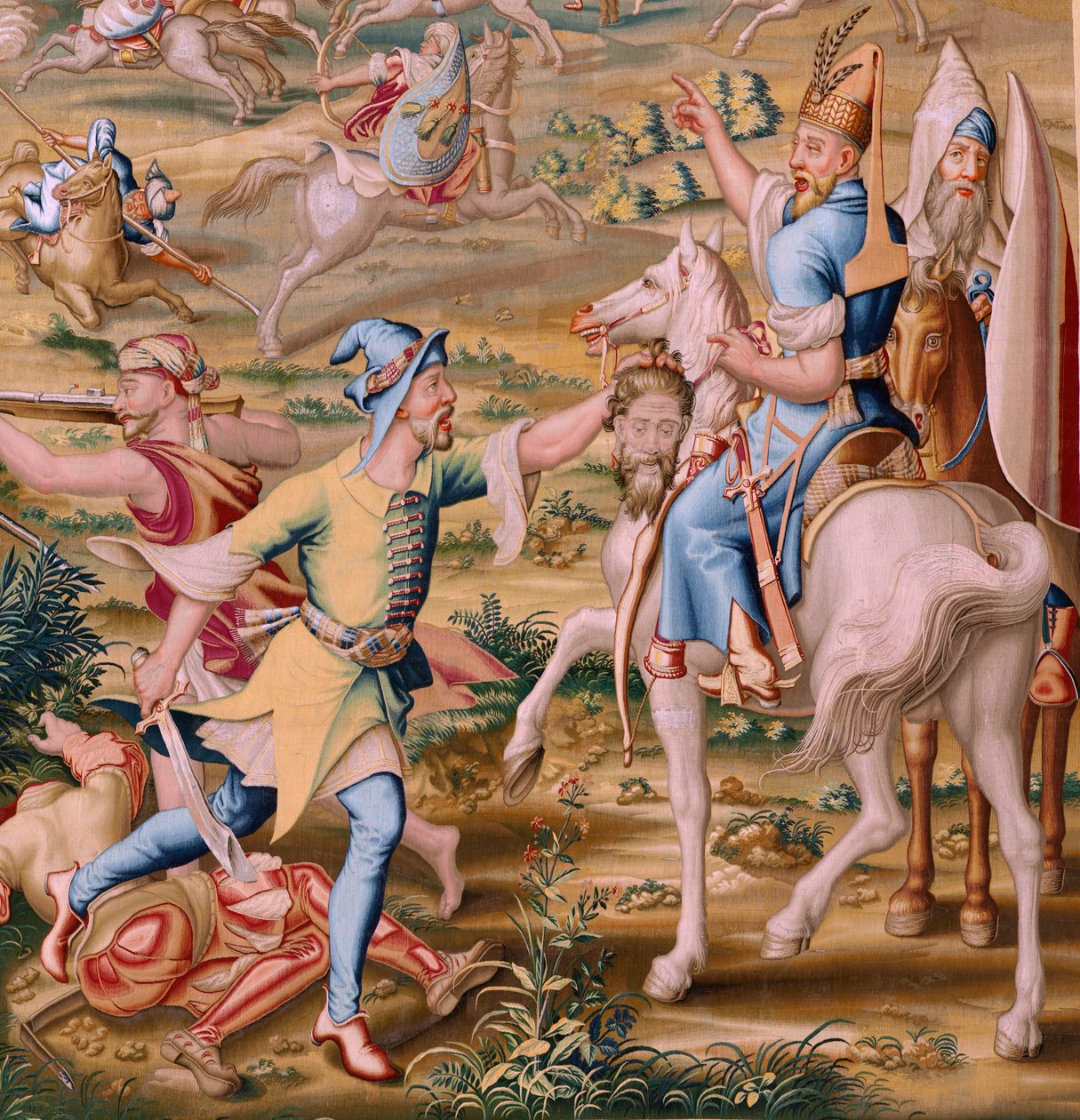 Flamandzki gobelin. Seria Podbój Tunisu. Atak na La Goletę (Ataque a la Goleta). Czwarty gobelin w serii. Model Jan Vermeyen i Pieter Coecke van Aelst. 1543-1548. Produkcja Real Fábrica de Tapices de Santa Bárbara, Madryt autorstwa Jan Cornelisz Vermeyen