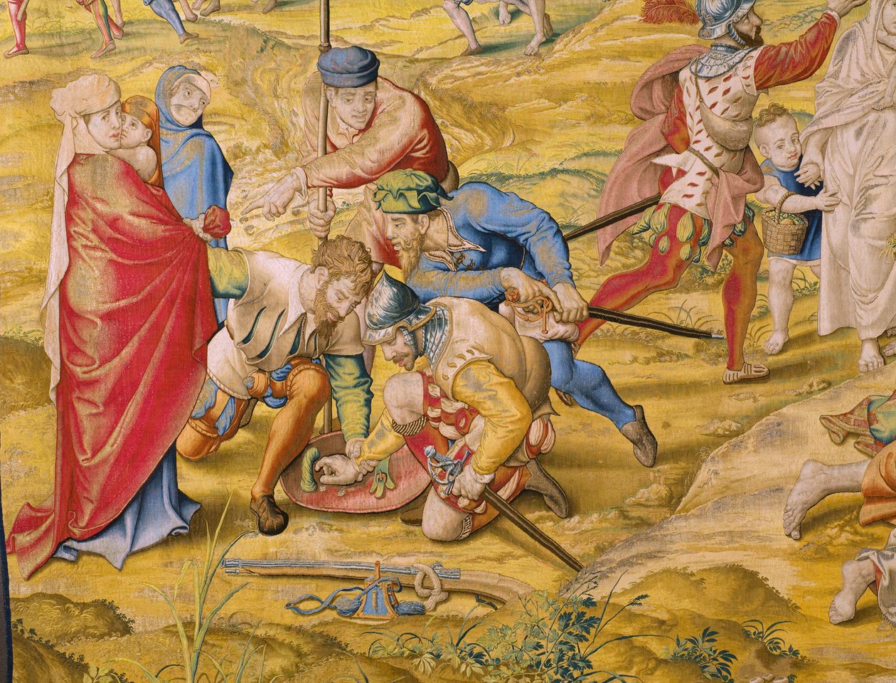 Flamandzki gobelin. Seria Podbój Tunisu: Take of Tunis. Rysownik Jan Cornelisz Vermeyen. Studio Willem de Pannemaker, Bruksela. Około 1545. Detal. autorstwa Jan Cornelisz Vermeyen