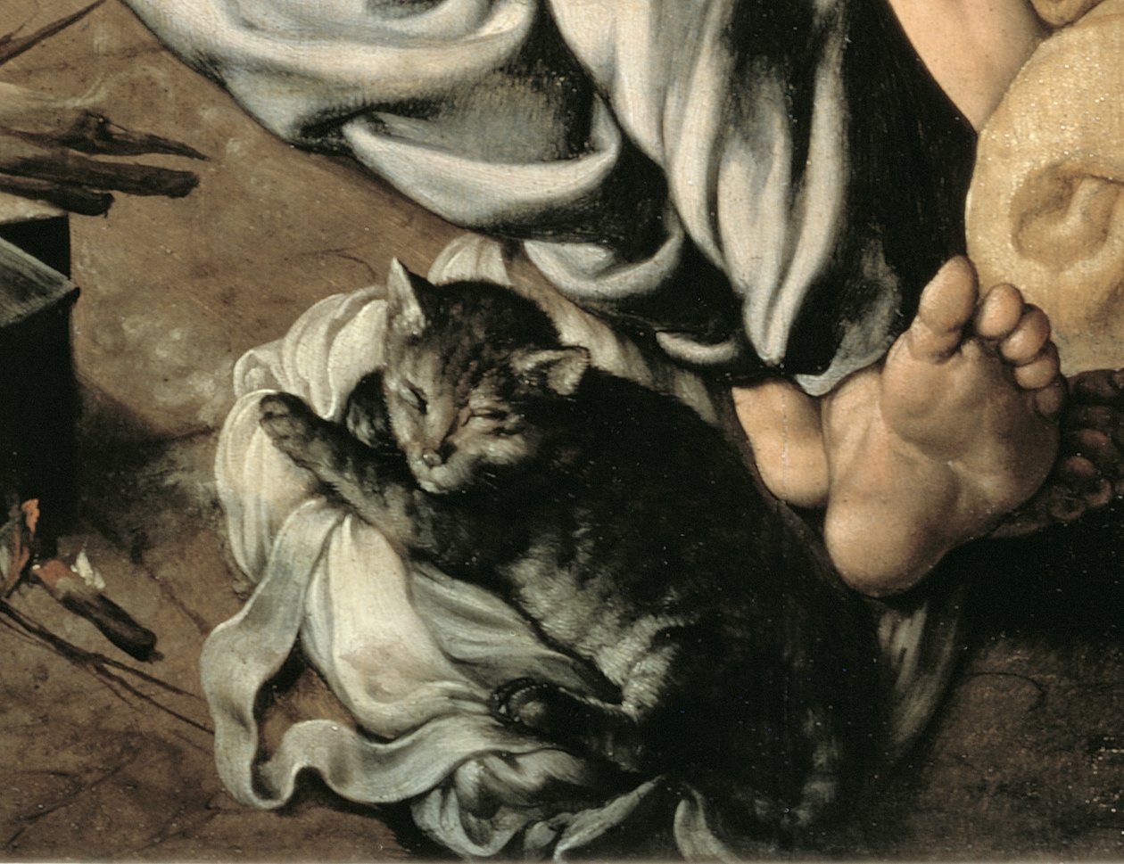 Święta Rodzina wokół ognia, ok. 1532-33 (panel) (detal z 77334) autorstwa Jan Cornelisz Vermeyen