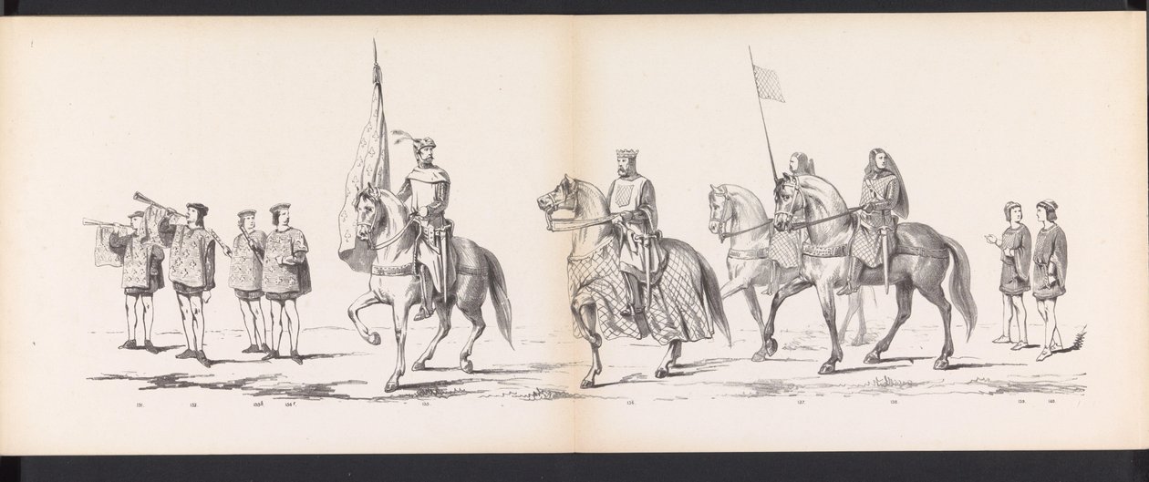 Maskarada uczniów Leiden, 1865 (tablica 11) Procesja w kostiumach zorganizowana przez członków korpusu studenckiego w Leiden w dniu 6 czerwca 1865 r. z okazji 290. rocznicy Leidsche Hoogeschool, przedstawiająca: wjazd Holendrów b autorstwa Jan Daniël Cornelis Carel Willem baron de Constant Rebecque