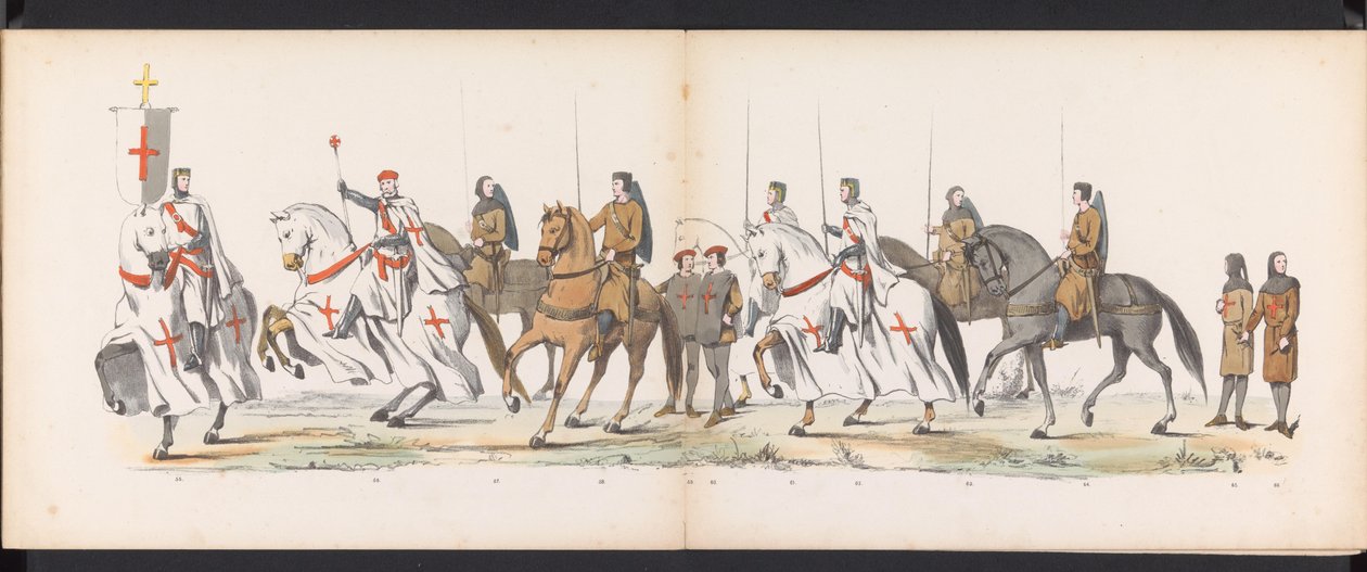 Maskarada uczniów Leiden, 1865 (tablica 5) Procesja w kostiumach prowadzona przez członków korpusu studenckiego Leiden w dniu 6 czerwca 1865 r., z okazji 290. rocznicy Leidsche Hoogeschool, przedstawiająca: wjazd Holendrów do autorstwa Jan Daniël Cornelis Carel Willem baron de Constant Rebecque