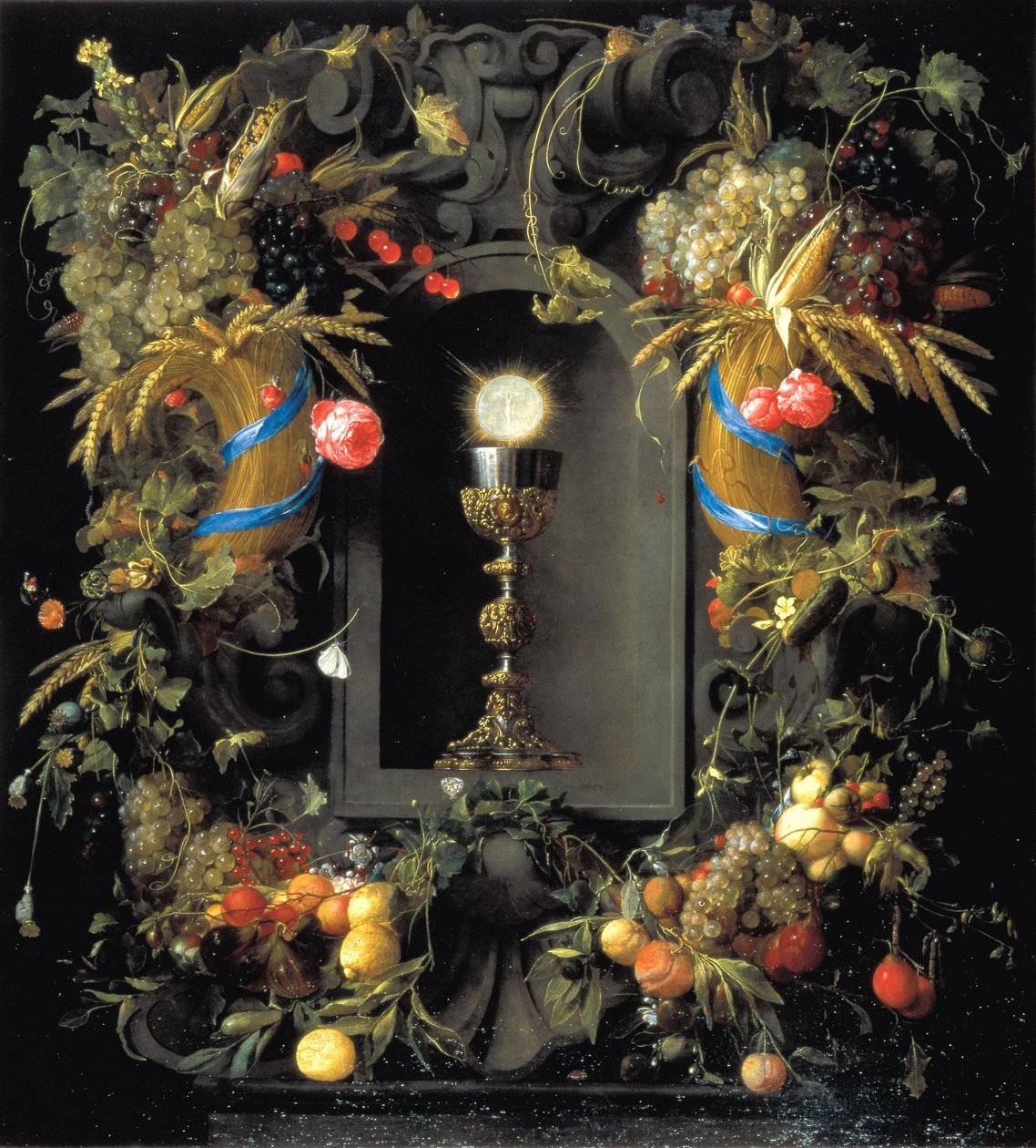 Kielich komunijny otoczony girlandą z owoców autorstwa Jan Davidsz. de Heem