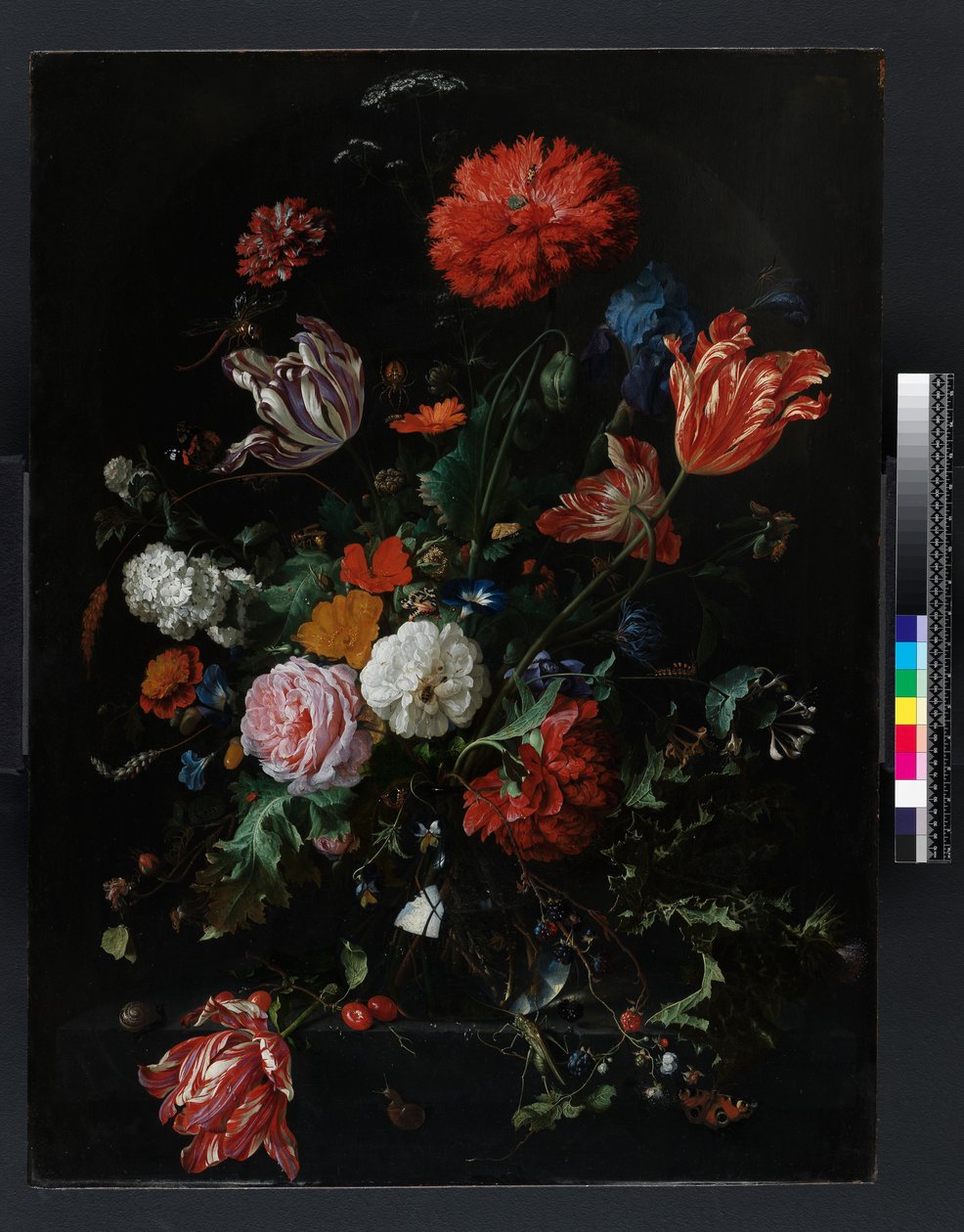 Kwiaty w szklanym wazonie, ok.1660 autorstwa Jan Davidsz de Heem