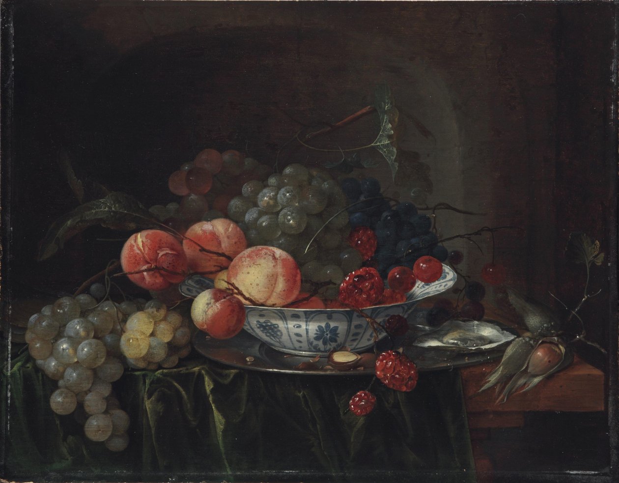 niemiecki: Kleines Früchtestillleben in einem Porzellanteller Martwa natura z owocami w misce Wan-Li autorstwa Jan Davidsz. de Heem