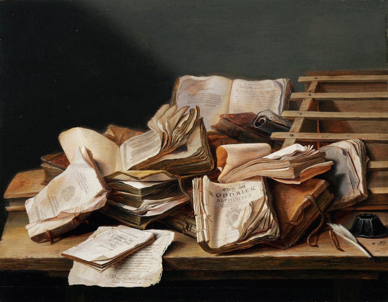 "Martwa natura z książkami" (Martwa natura z książkami) Obraz Jana van Heema (1606-1684) autorstwa Jan Davidsz de Heem