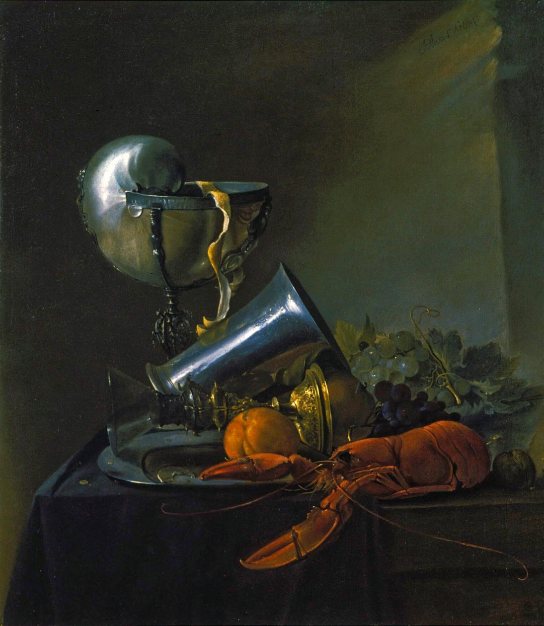 Martwa natura z homarem i pucharem Nautilus autorstwa Jan Davidsz. de Heem