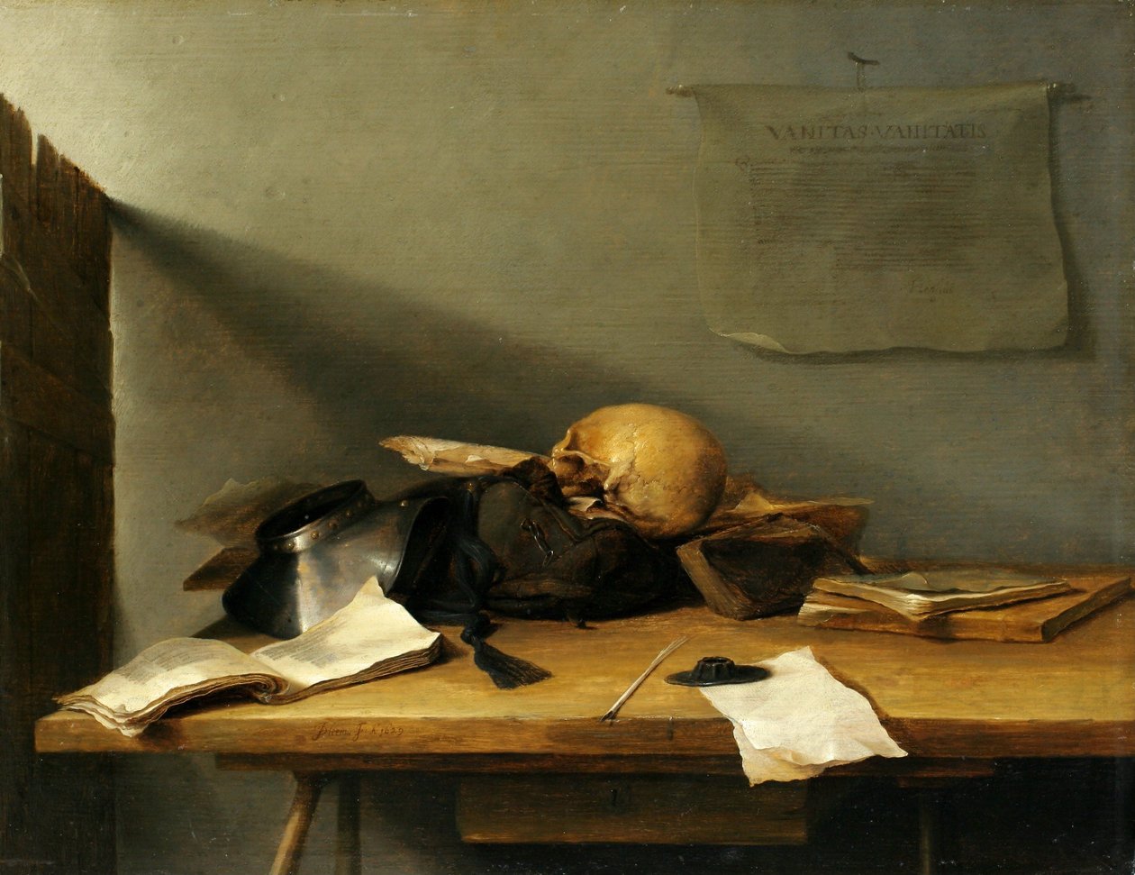 Martwa natura z książkami i czaszką autorstwa Jan Davidsz. de Heem