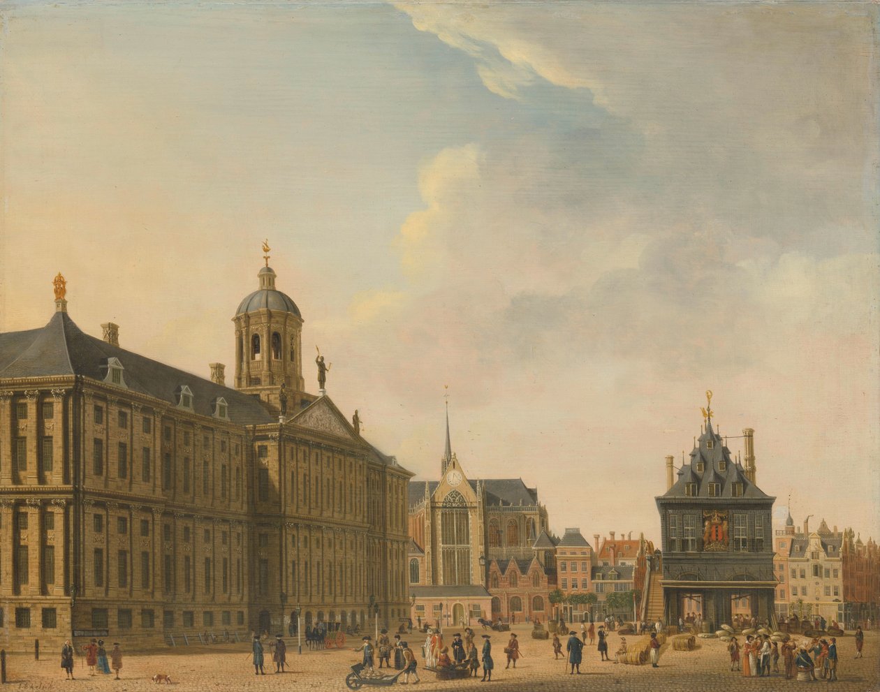 Widok na tamę w Amsterdamie Widok na tamę, Amsterdam autorstwa Jan Ekels