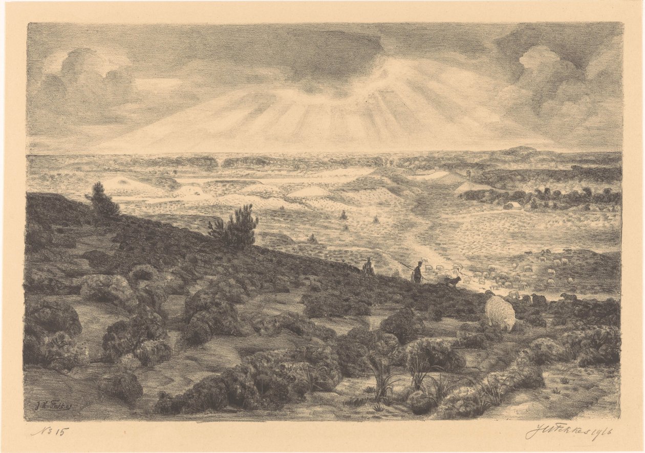 Heath w pobliżu Laren autorstwa Jan Fekkes (signed by artist)