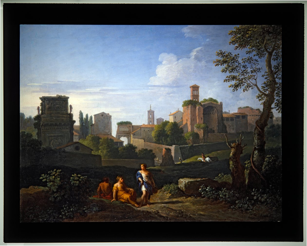 Zestaw czterech obrazów Cappricio; (4) Łuki Konstantyna i Tytusa, Wieża Campidoglio, Świątynia Wenus i Wieża Zegarowa Santa Francesca Ronana (płótno) autorstwa Jan Frans van (1662 1749) Bloemen