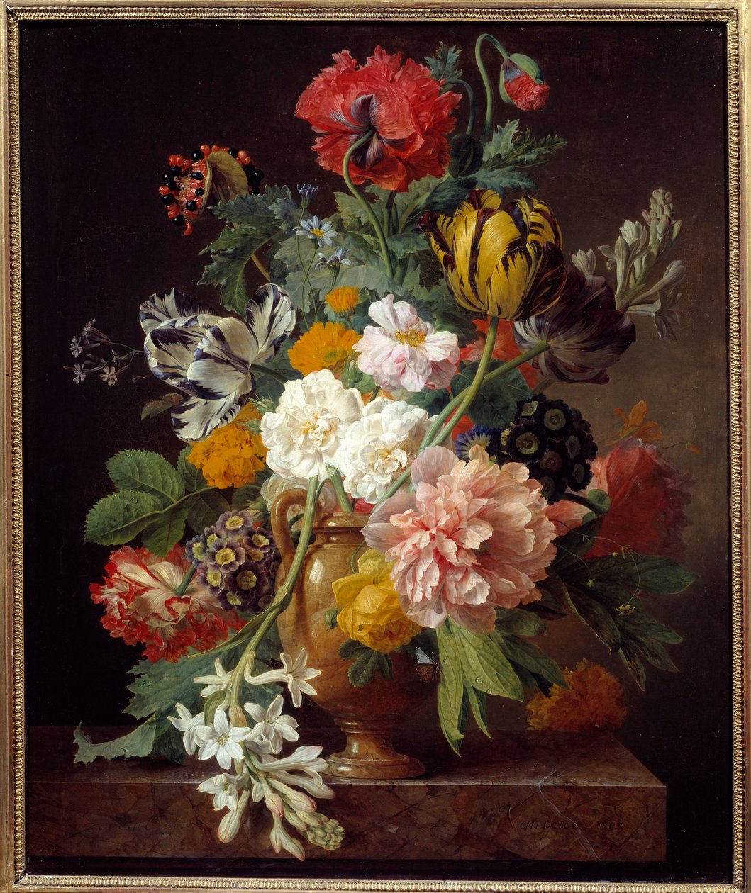 Wazon z kwiatami z bulw cassee Obraz Jana Fransa Van Daela (1764-1840) 1807 Wym. 0,65x0,53 m Lyon, Muzeum Sztuk Pięknych autorstwa Jan Frans van Dael