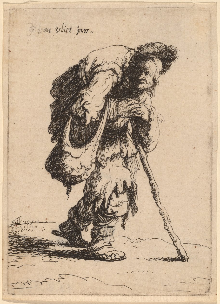 Żebrak niosący kobietę na plecach, 1632. autorstwa Jan Georg van Vliet