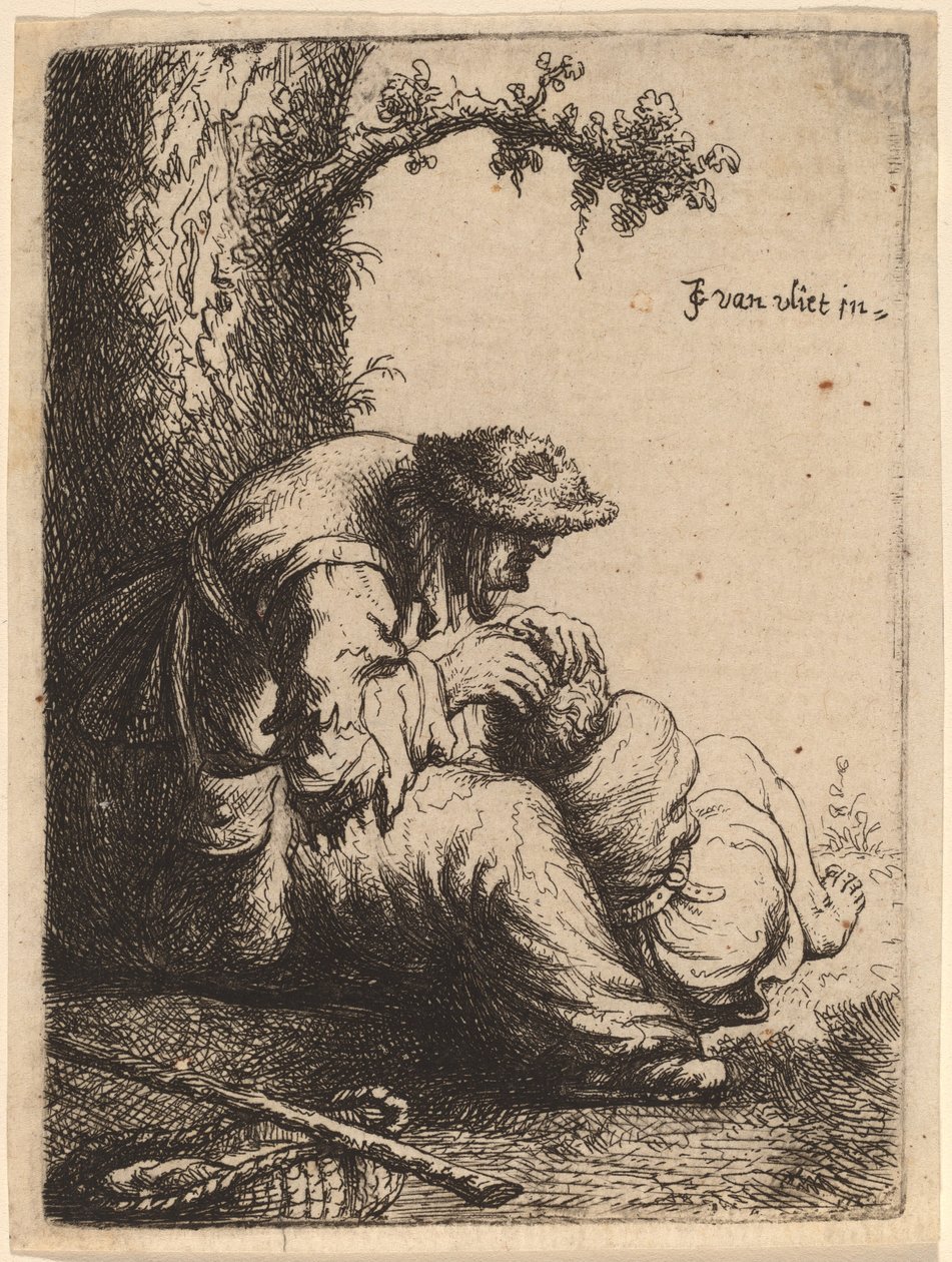Żebraczka uciekająca przed chłopcem, 1632. autorstwa Jan Georg van Vliet