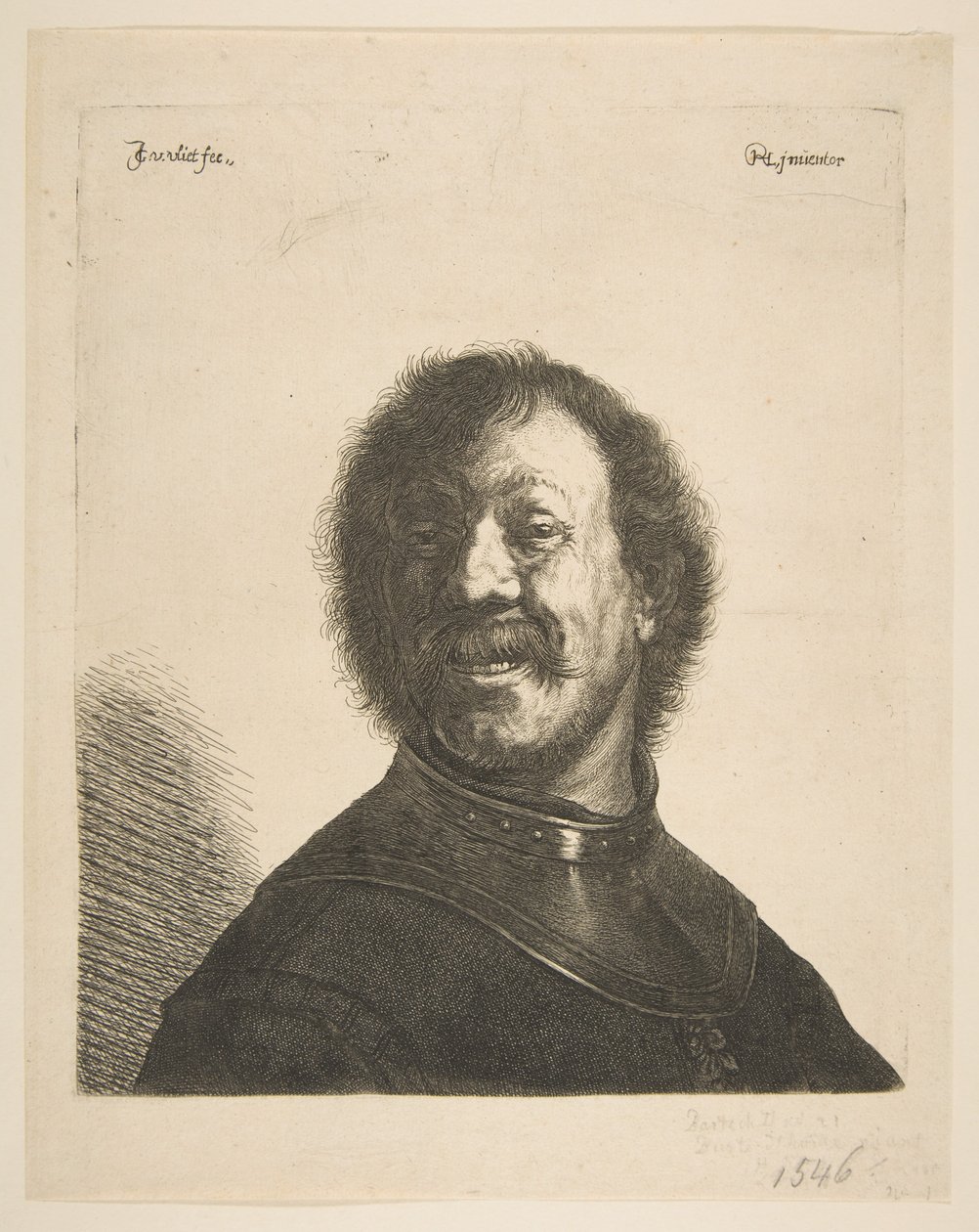 Śmiejący się człowiek w gorget, 1620-40. autorstwa Jan Georg van Vliet