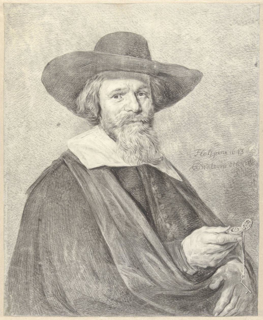 Portret mężczyzny z zegarkiem w prawej ręce autorstwa Jan Gerard Waldorp