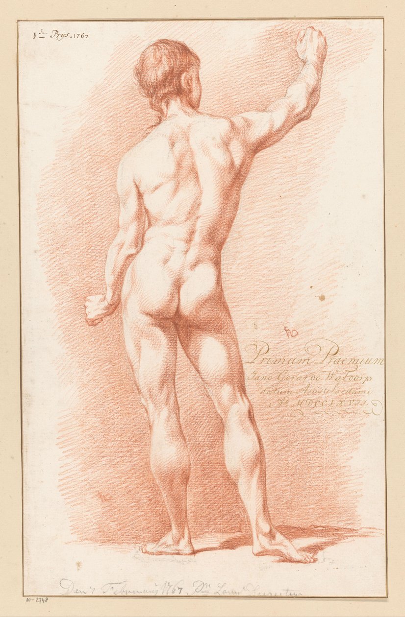 Stojący akt męski, widziany z tyłu (I nagroda 1767) autorstwa Jan Gerard Waldorp