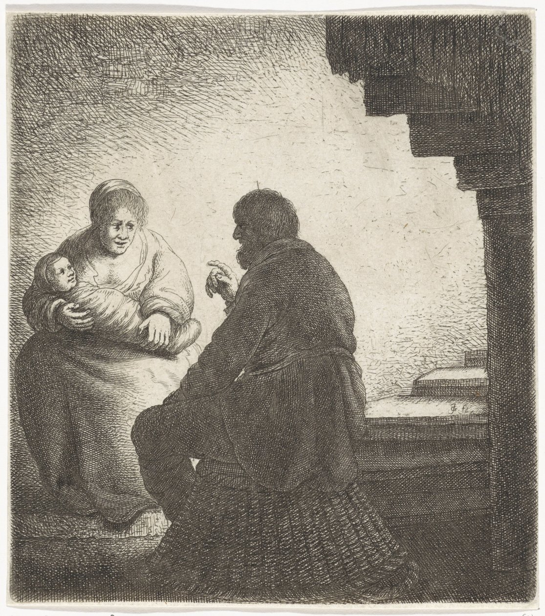 Rodzinne siedzenie przy spiralnych schodach autorstwa Jan Gillisz. van Vliet