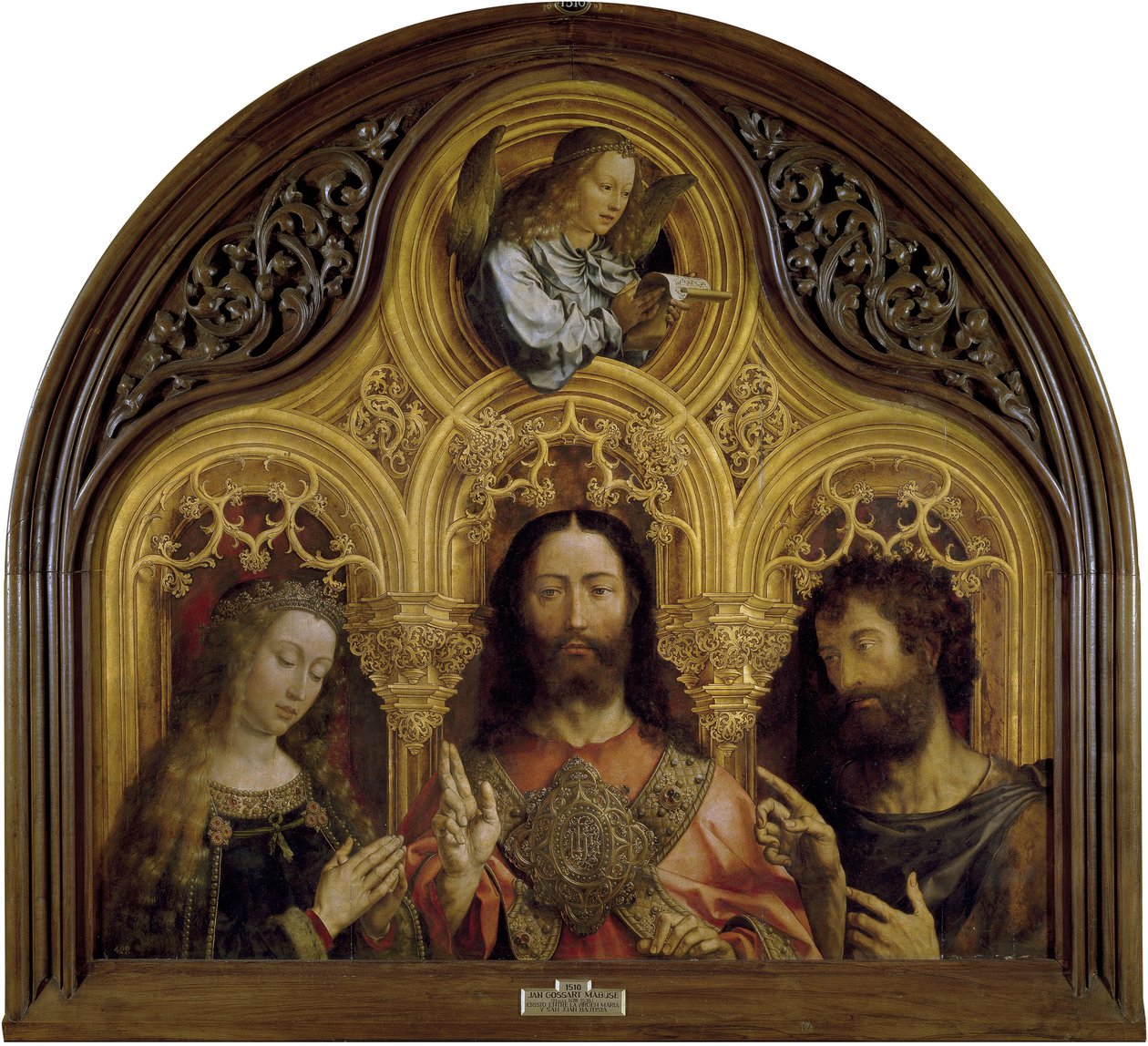 Chrystus między Maryją Dziewicą a św. Janem Chrzcicielem autorstwa Jan Gossaert