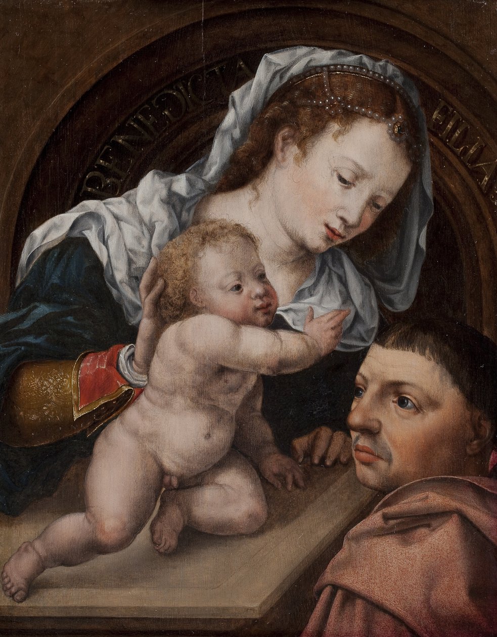 Maryja z Dzieciątkiem Jezus i dawcą obrazu autorstwa Jan Gossaert