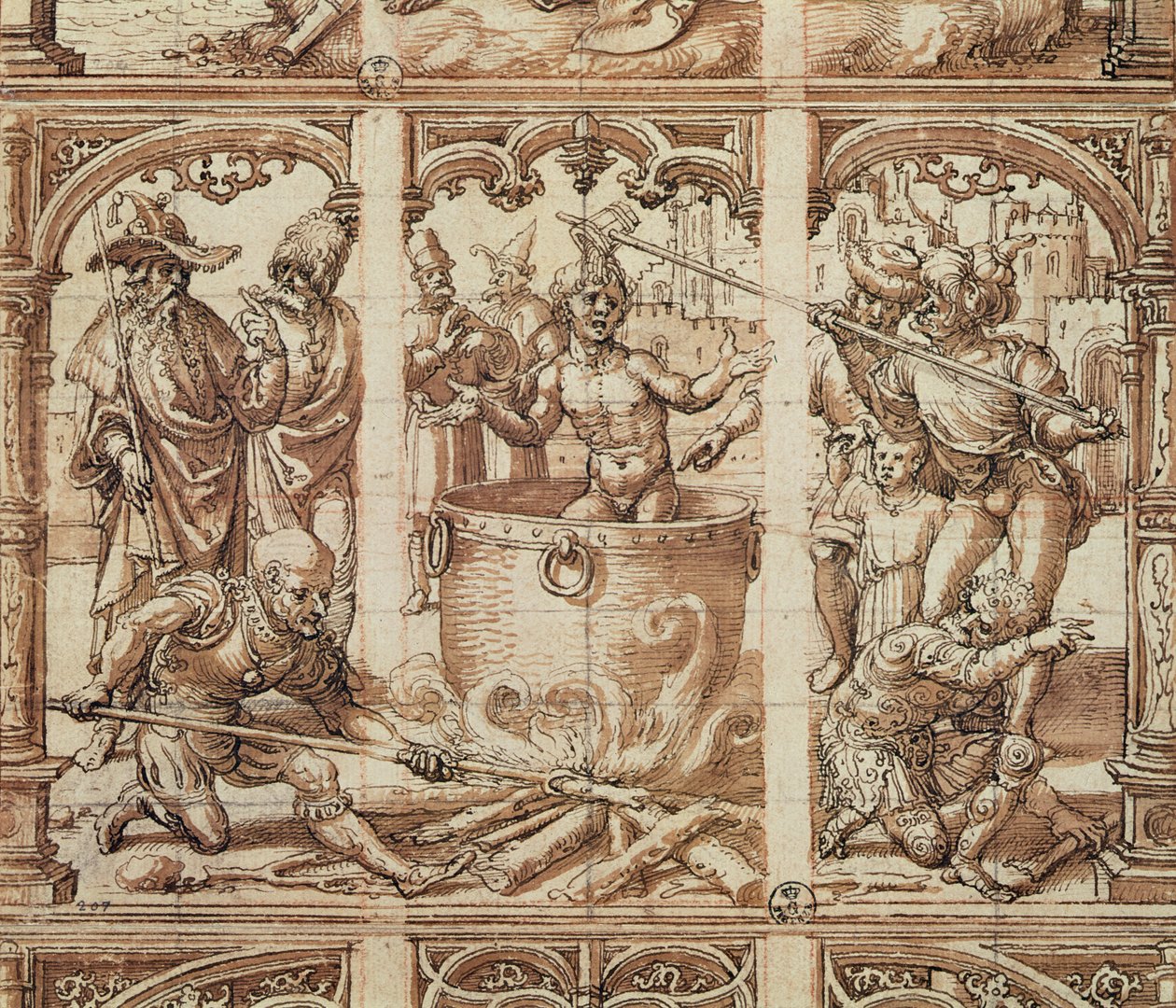 Męczeństwo św. Jana Ewangelisty (pranie na papierze) autorstwa Jan Gossaert