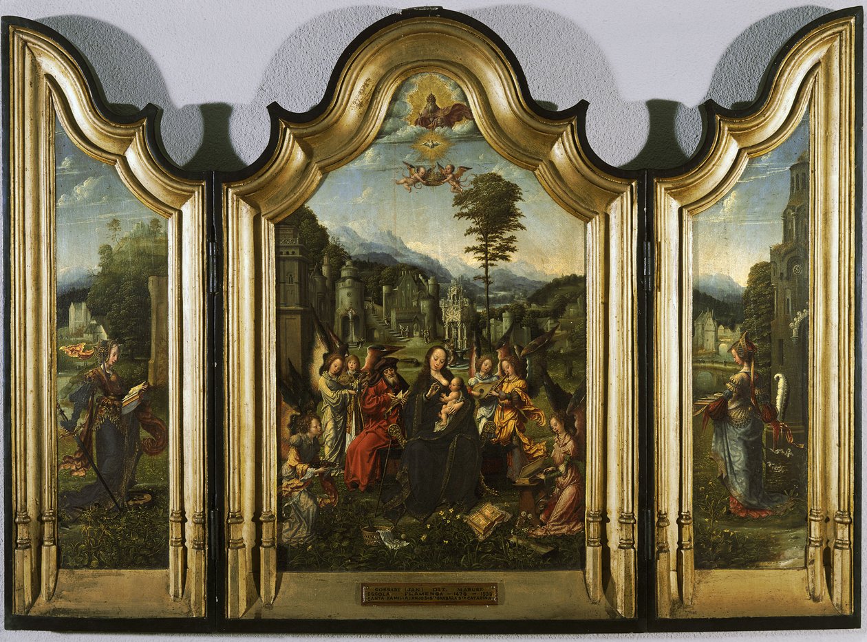 Tryptyk Świętej Rodziny ze św. Katarzyną i św. 1505 autorstwa Jan Gossaert