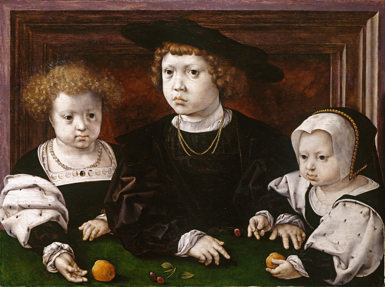 Troje dzieci Chrystiana II Duńskiego (Dorothea, John i Christina autorstwa Jan Gossaert
