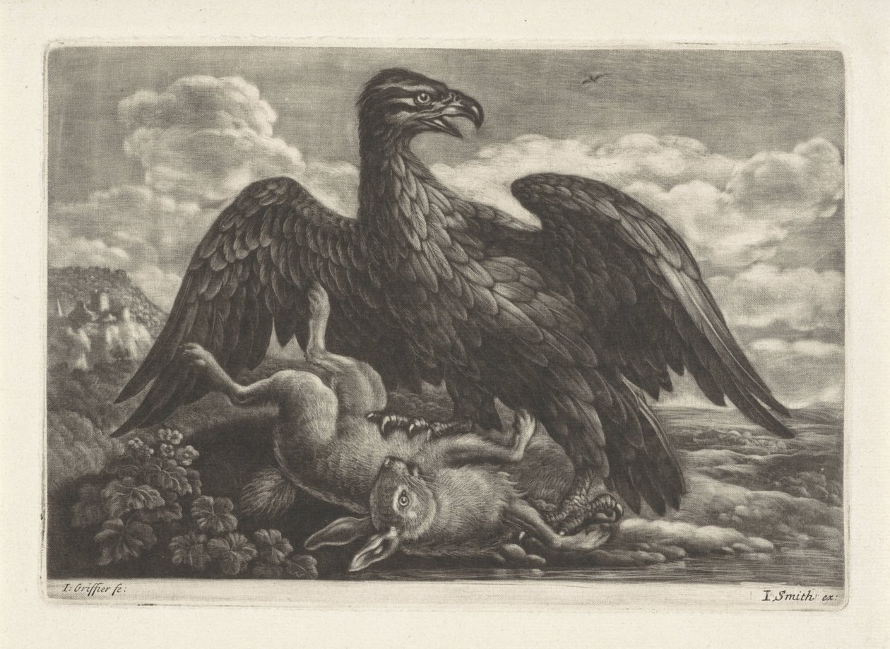 Orzeł stoi na zająca autorstwa Jan Griffier (I) (attributed to workshop of)
