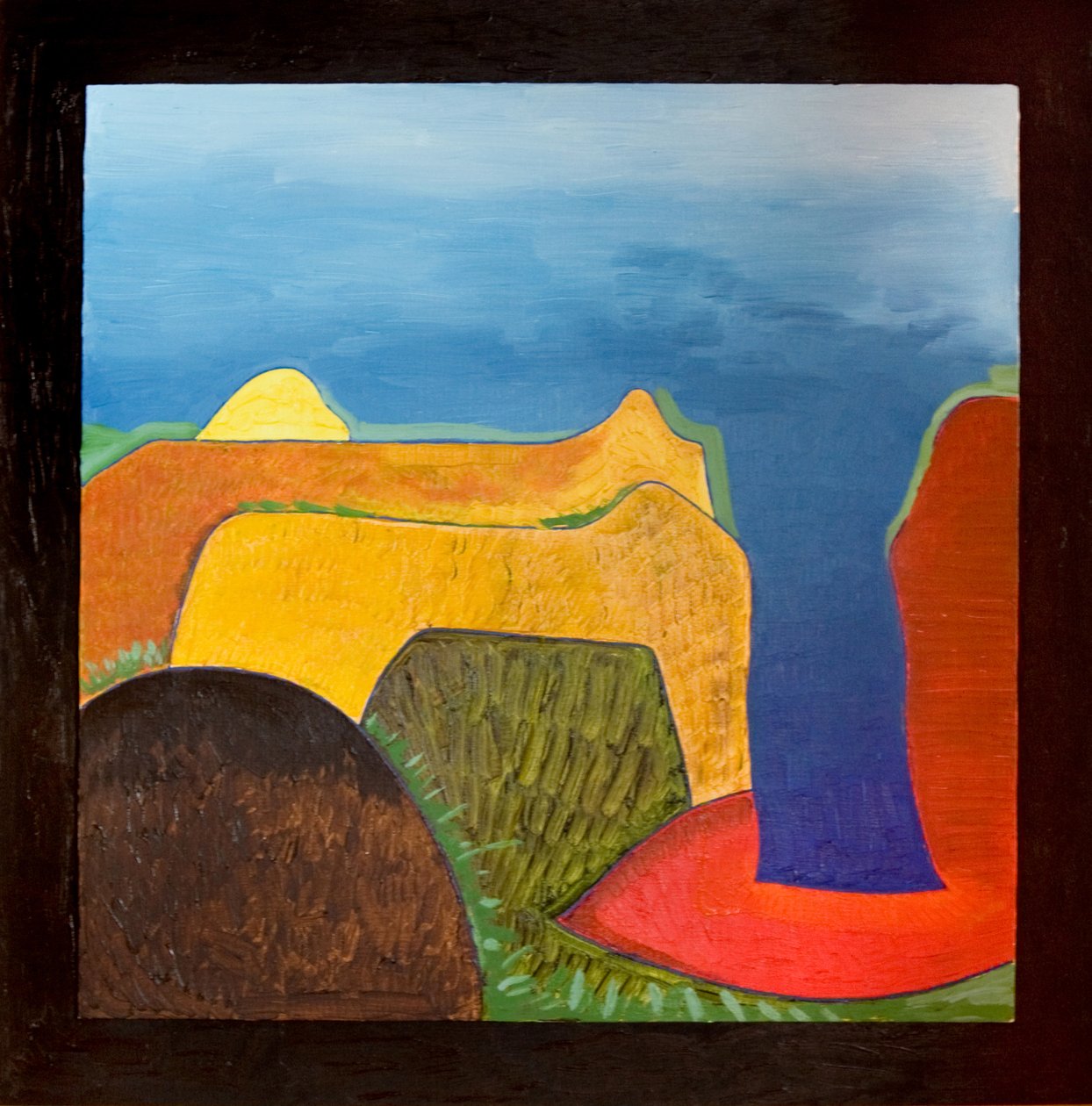 Grecja, upalny dzień, 2006 (olej na drewnie) autorstwa Jan Groneberg