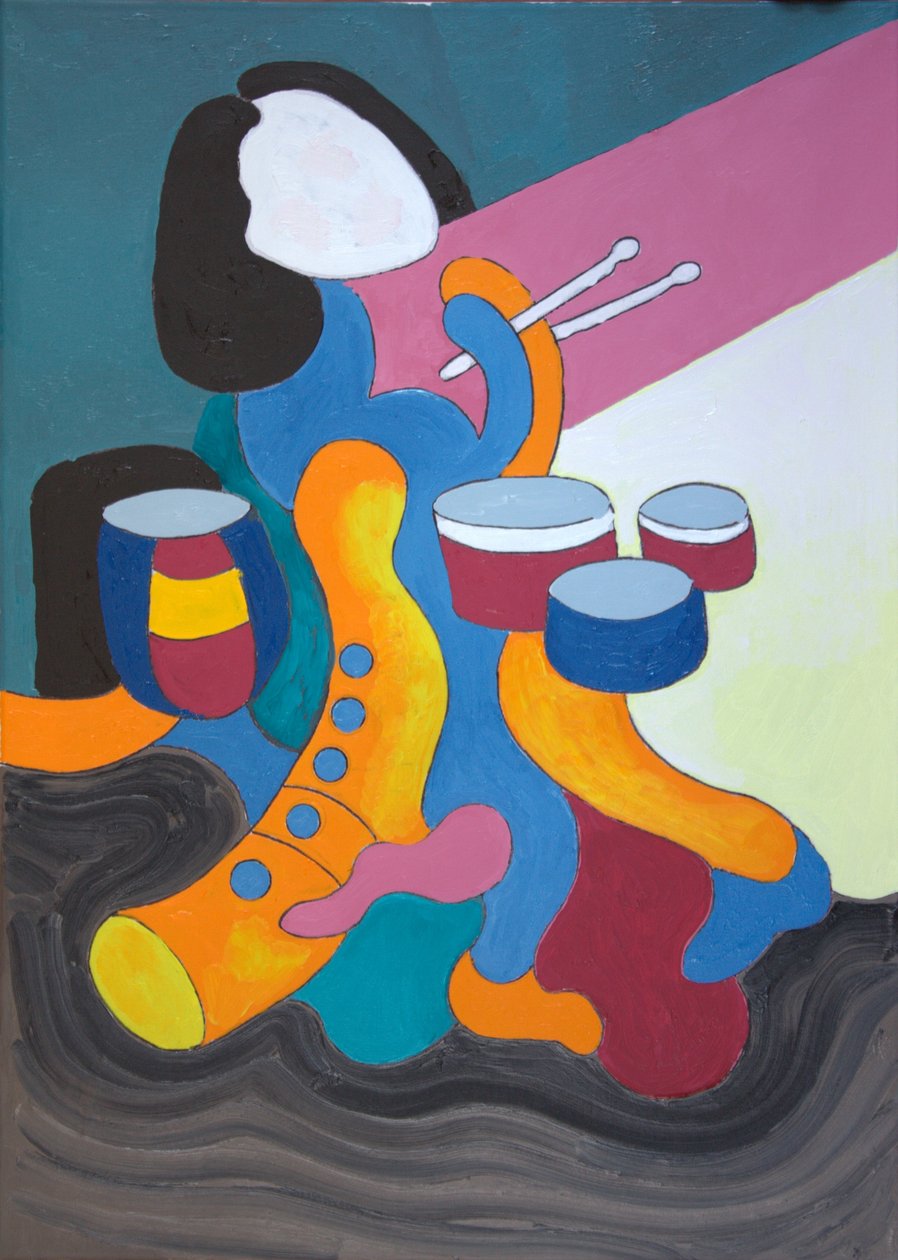 Mała perkusistka, 2009 (olej na płótnie) autorstwa Jan Groneberg