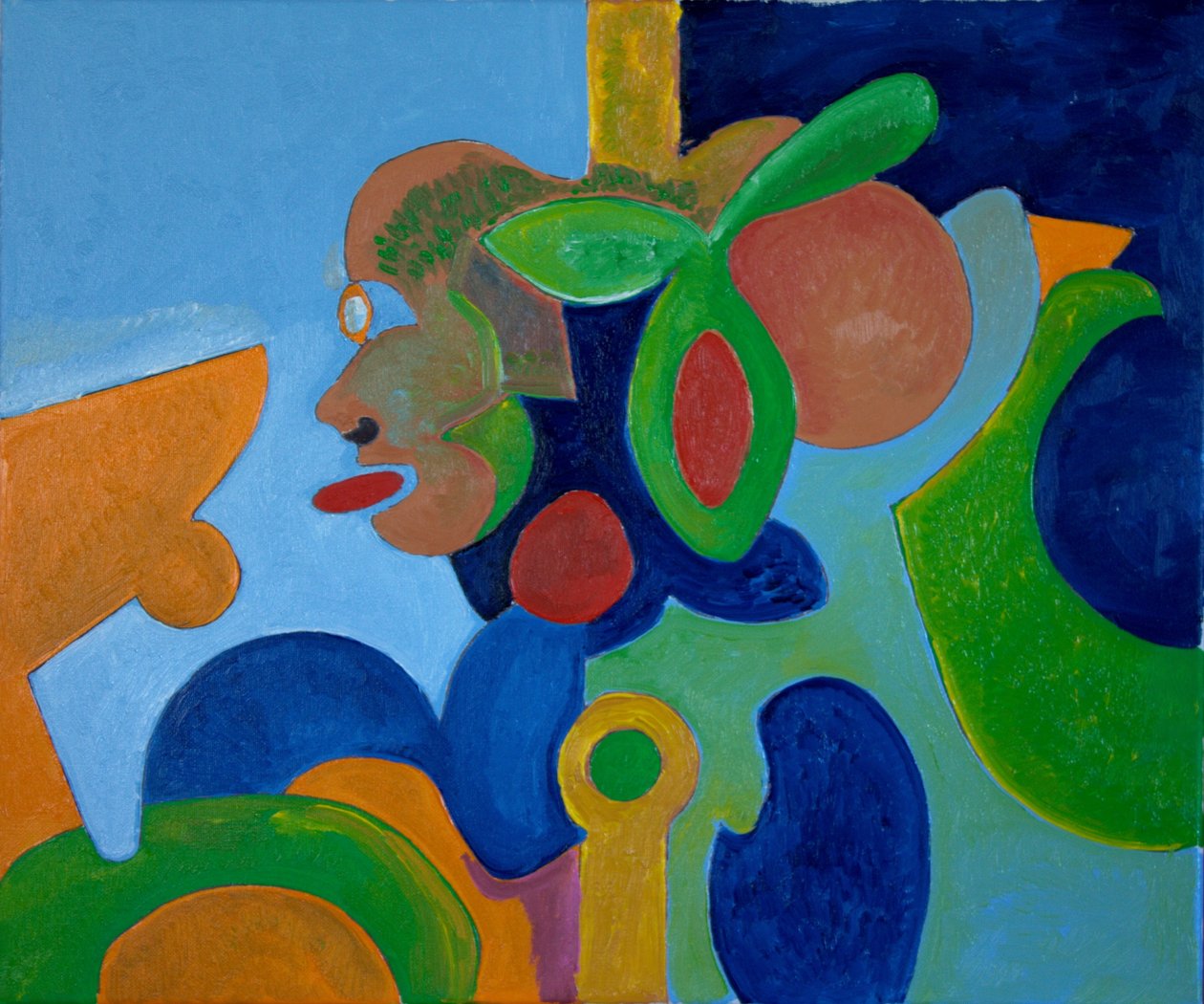Autoportret jako lecąca wysoko świnia, 2009 (olej na płótnie) autorstwa Jan Groneberg