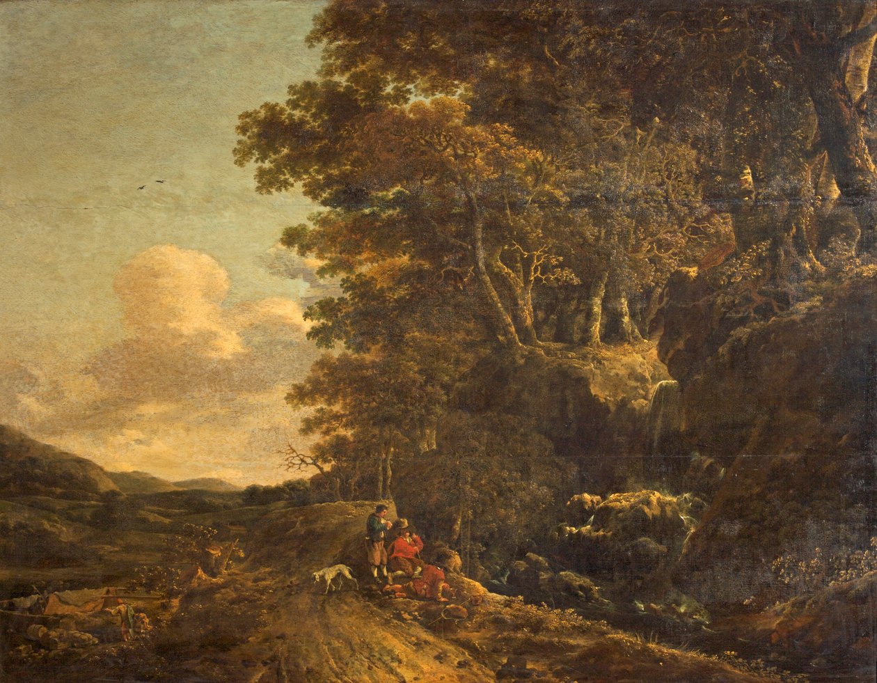 Krajobraz z wodospadem, ok. 1685-85 autorstwa Jan Hackaert