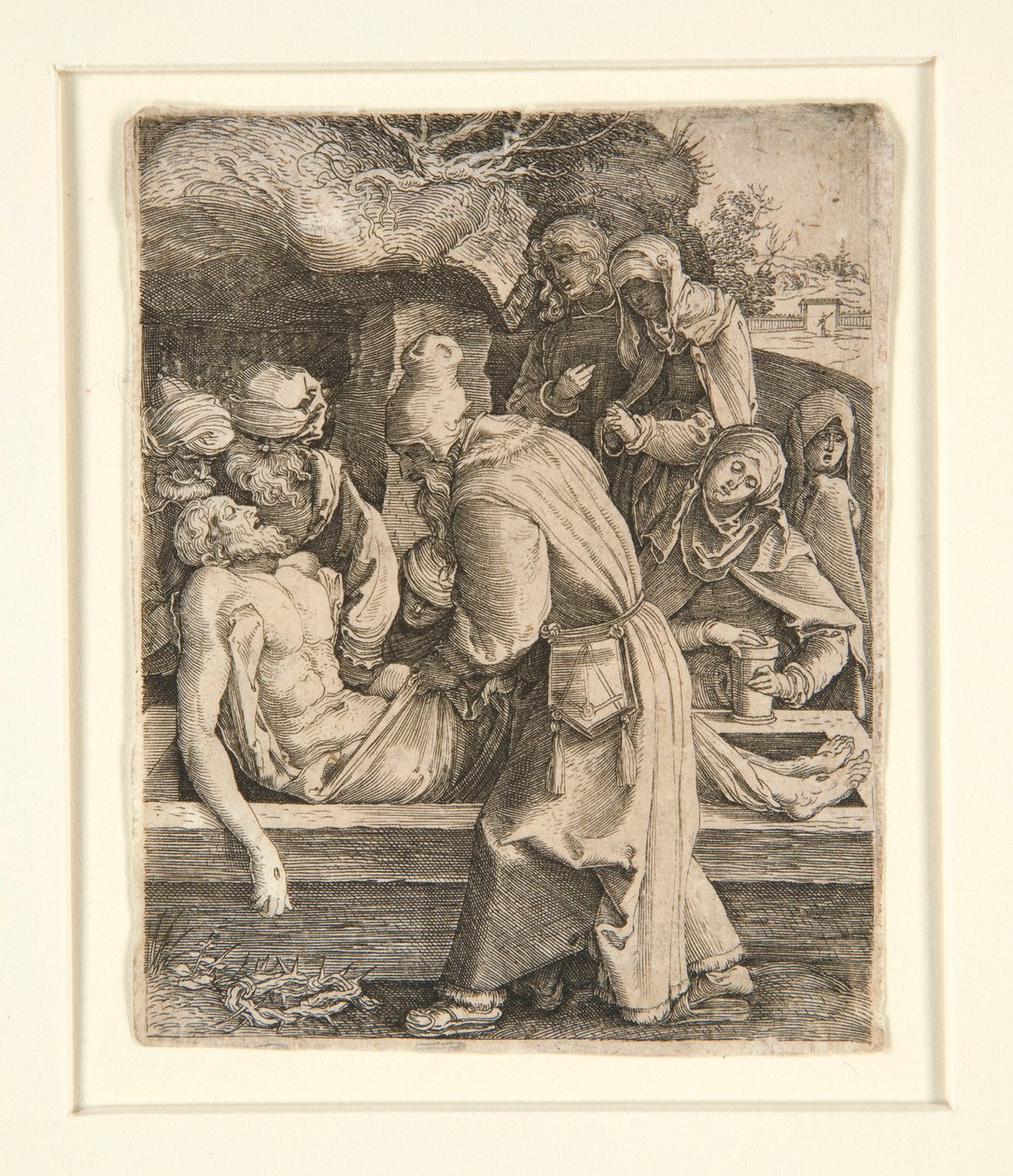 Złożenie do grobu, z „Pasji” autorstwa Jan Harmensz. Muller