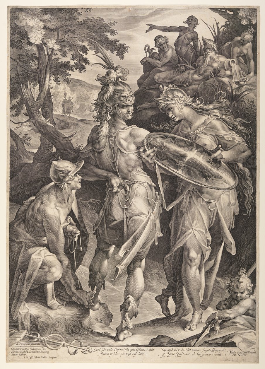 Minerwa uzbraja Perseusza autorstwa Jan Harmensz. Muller