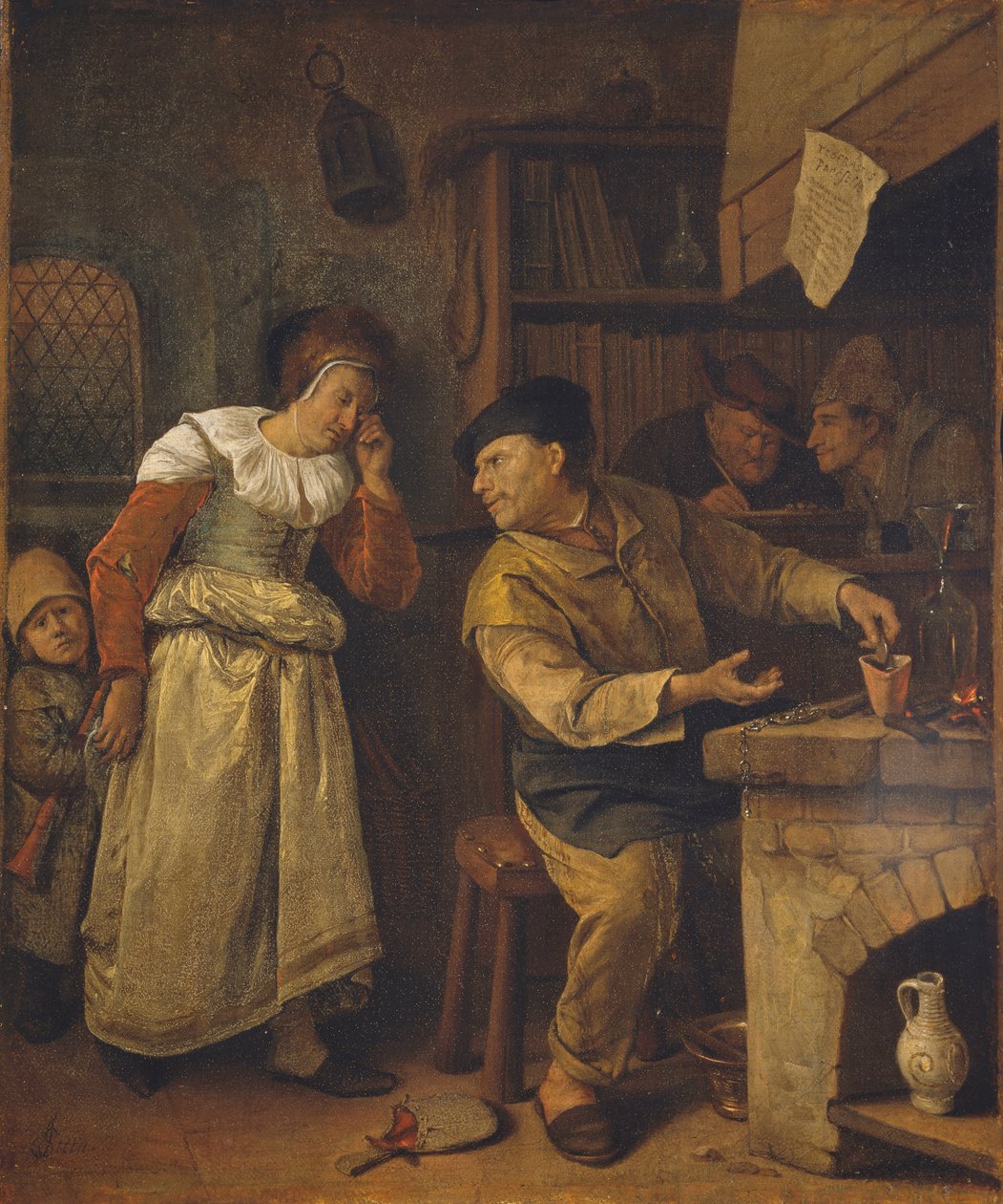 Złotnik przetapiający kobiecą biżuterię w obecności notariusza: Alchemik, ok. 1668-70 (olej na płótnie) autorstwa Jan Havicksz. Steen